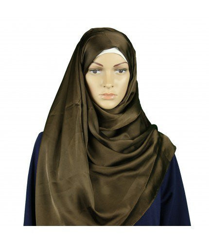 Brown Satin Silk Maxi Hijab